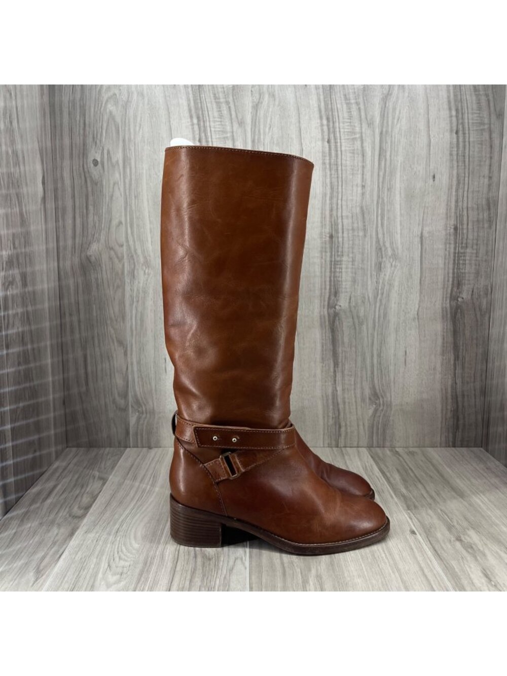 J. Crew Riding Boots Womens 6.5 Brown Leather Pull On Tall Knee High Boots